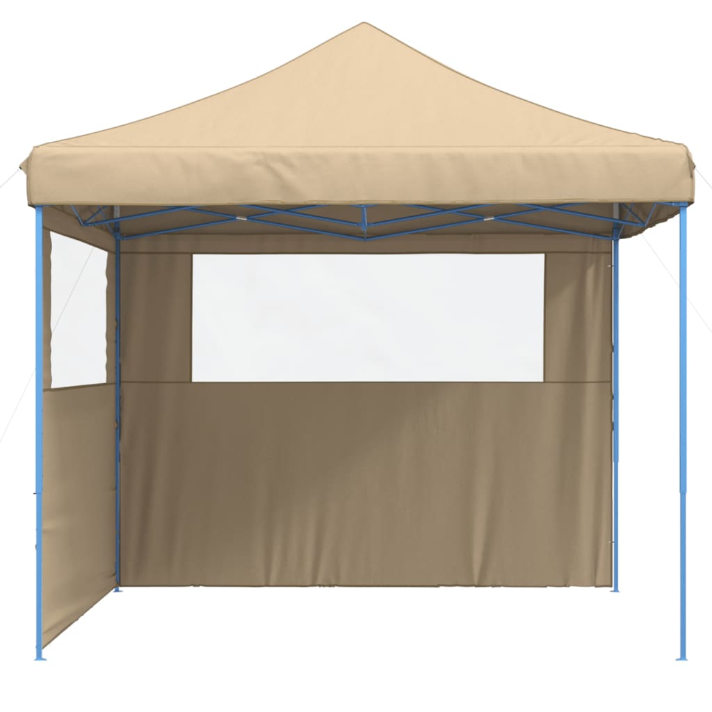 vidaXL Partyzelt Faltbar Pop-Up mit 2 Seitenteilen Beige - Image 4