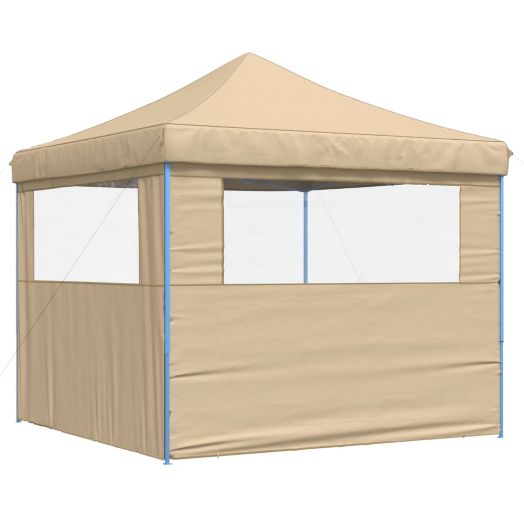 vidaXL Partyzelt Faltbar Pop-Up mit 2 Seitenteilen Beige - Image 5