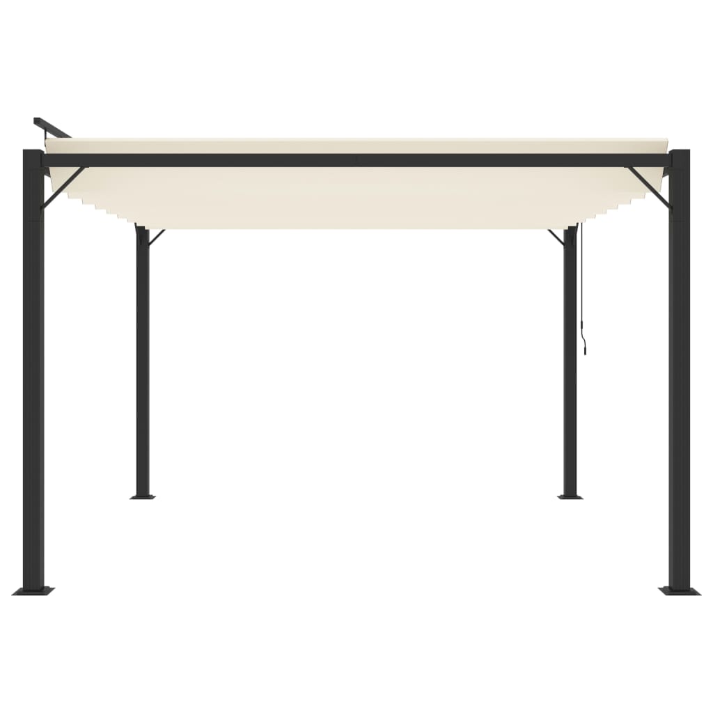 vidaXL Pergola mit Lamellendach 3x3 m Creme Stoff und Aluminium - Image 4