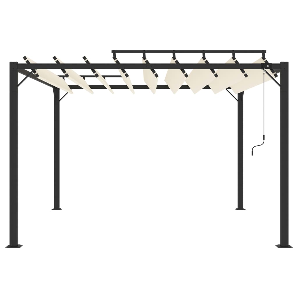 vidaXL Pergola mit Lamellendach 3x3 m Creme Stoff und Aluminium - Image 3