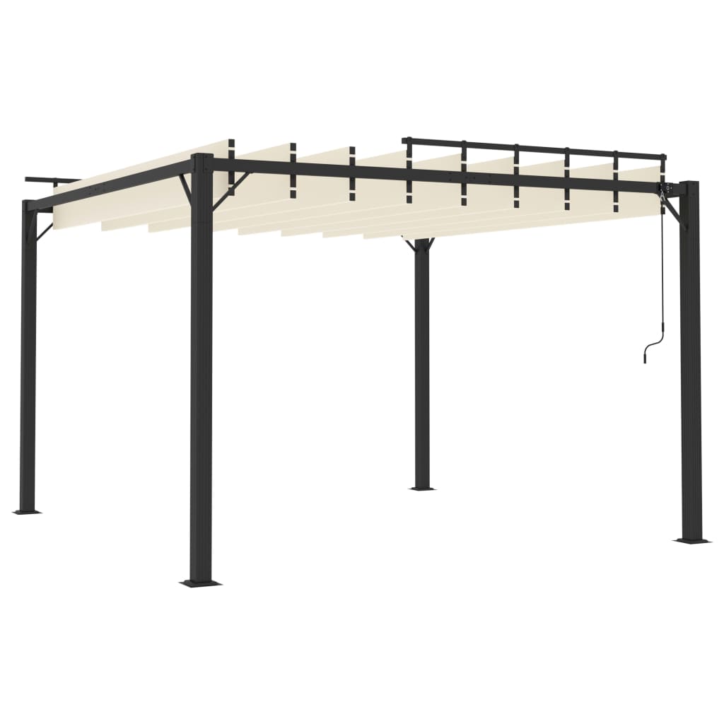 vidaXL Pergola mit Lamellendach 3x3 m Creme Stoff und Aluminium - Image 5