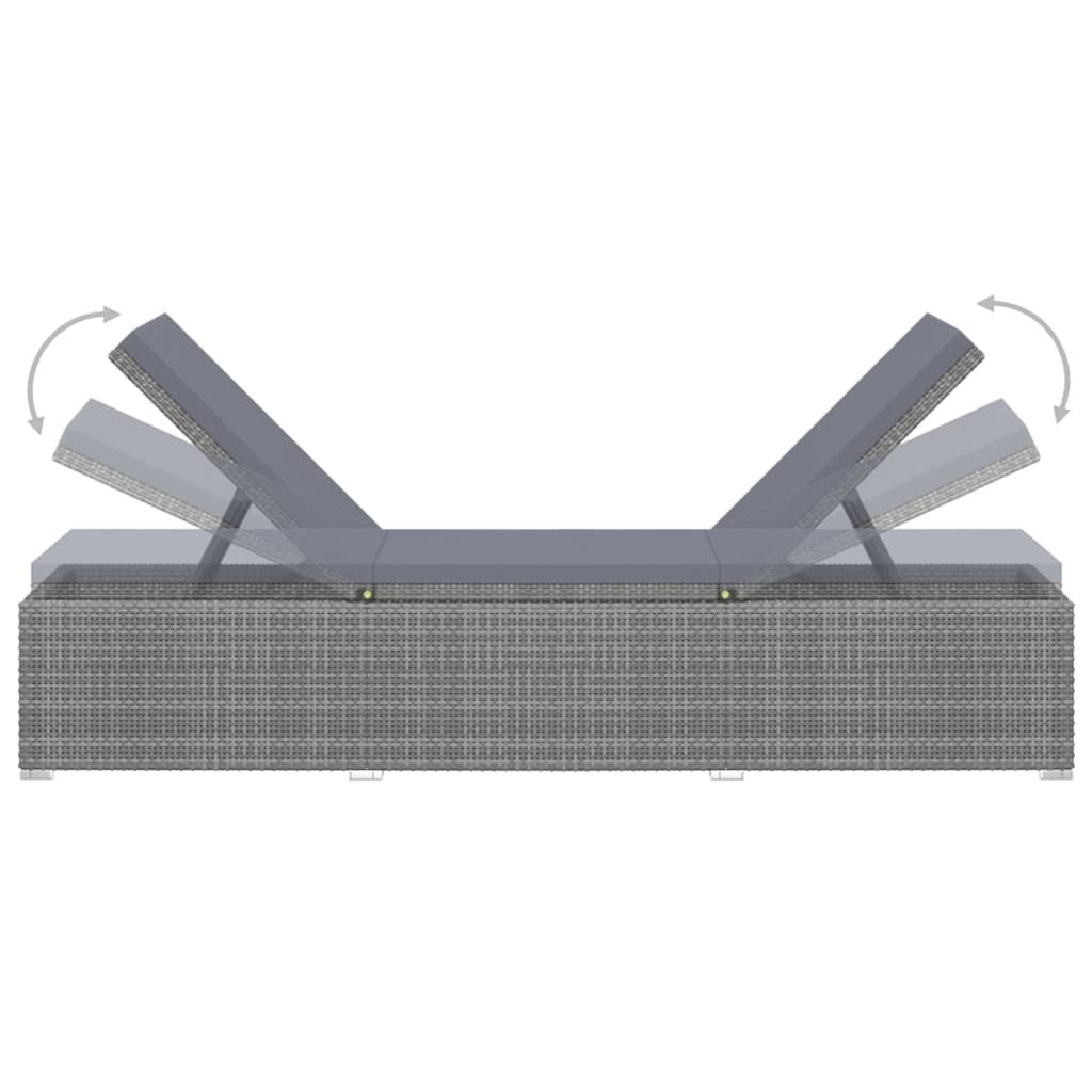 vidaXL Sonnenliege mit Auflage Poly Rattan Grau - Image 5