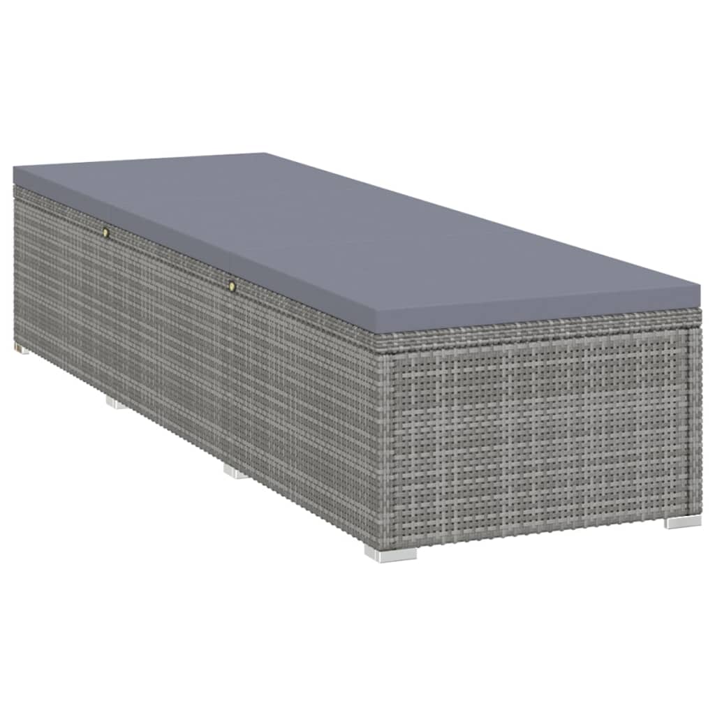 vidaXL Sonnenliege mit Auflage Poly Rattan Grau - Image 3
