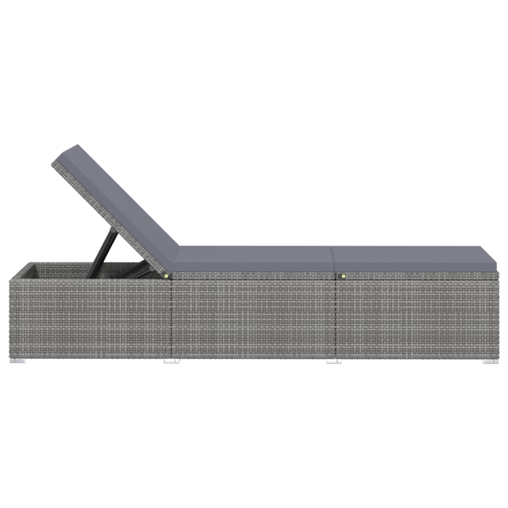 vidaXL Sonnenliege mit Auflage Poly Rattan Grau - Image 4