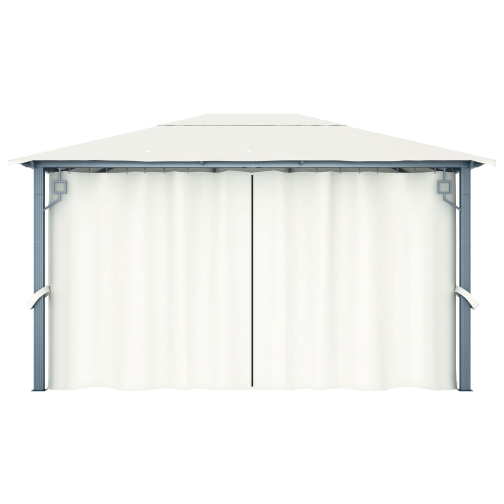 vidaXL Pavillon mit Vorhängen 400 x 300 cm Creme Aluminium - Image 6