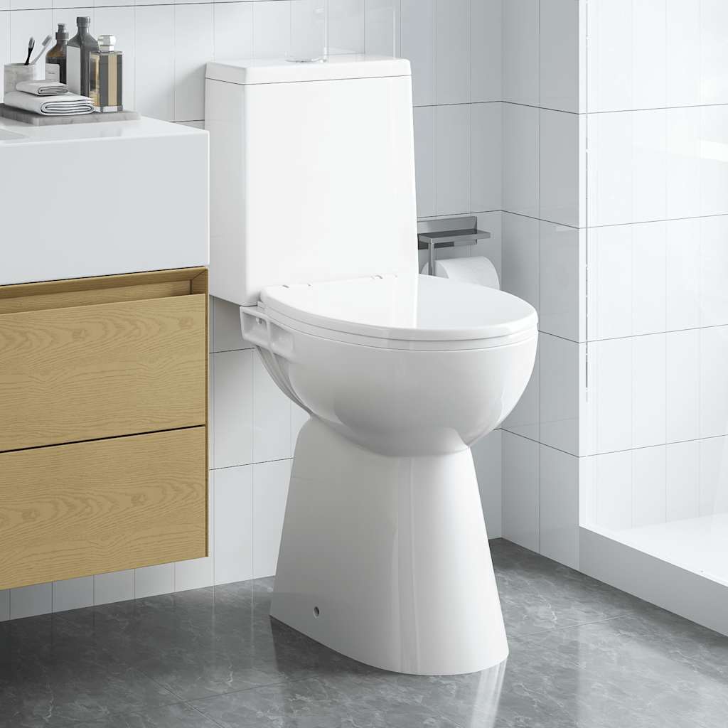 vidaXL Randloses WC 7 cm Extra Höhe Soft-Close Keramik Weiß