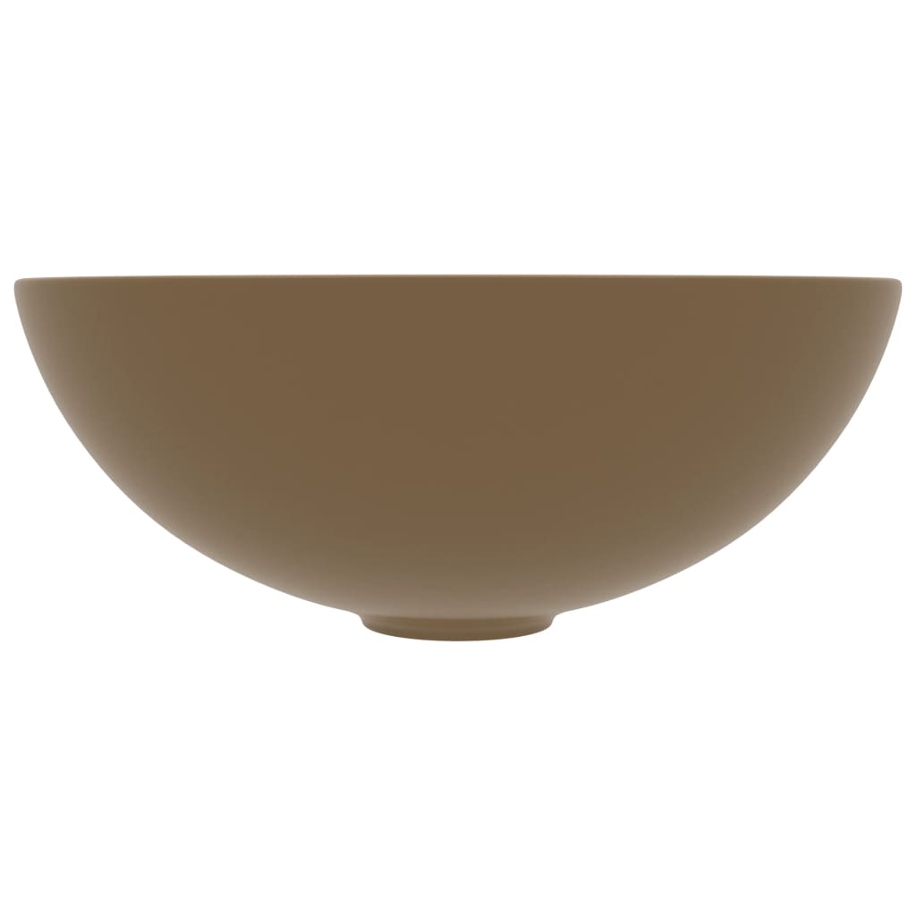 vidaXL Waschbecken Keramik Mattcreme Rund - Image 3