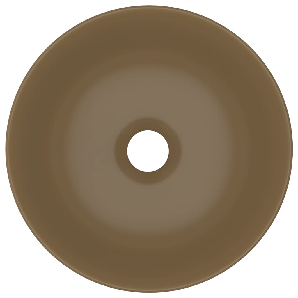 vidaXL Waschbecken Keramik Mattcreme Rund - Image 4