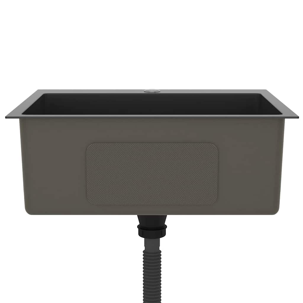 vidaXL Handgemachte Einbauspüle Schwarz Edelstahl - Image 5