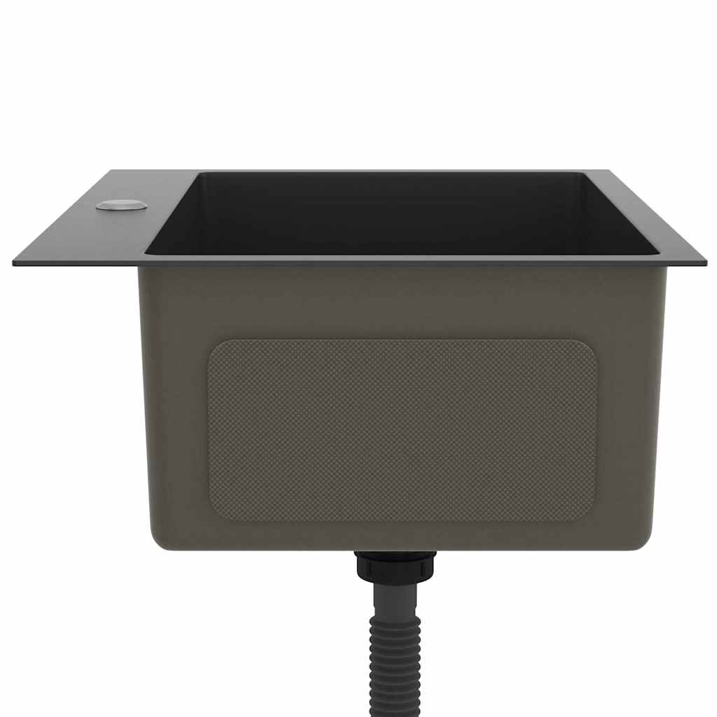 vidaXL Handgemachte Einbauspüle Schwarz Edelstahl - Image 6