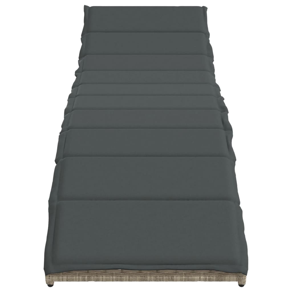vidaXL Sonnenliege mit Kissen Hellgrau 55x199x50 cm Poly Rattan - Image 4