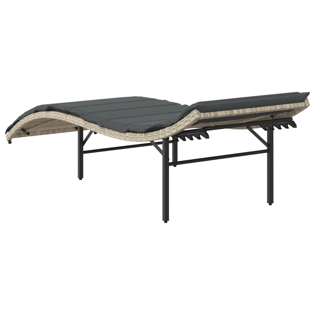 vidaXL Sonnenliege mit Kissen Hellgrau 55x199x50 cm Poly Rattan - Image 6