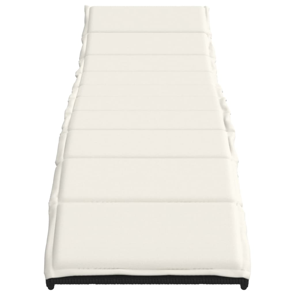 vidaXL Sonnenliege mit Kissen Schwarz 55x199x50 cm Poly Rattan - Image 4
