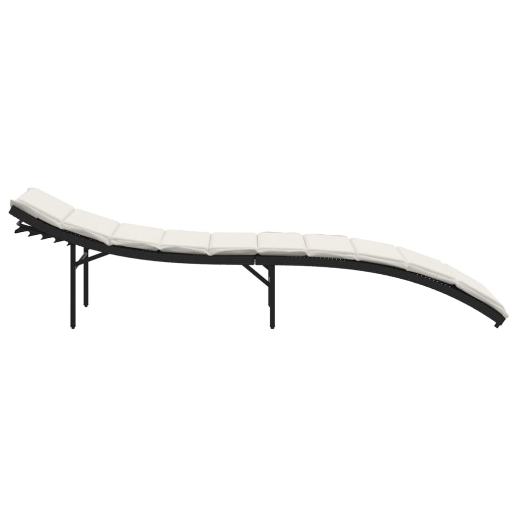 vidaXL Sonnenliege mit Kissen Schwarz 55x199x50 cm Poly Rattan - Image 5