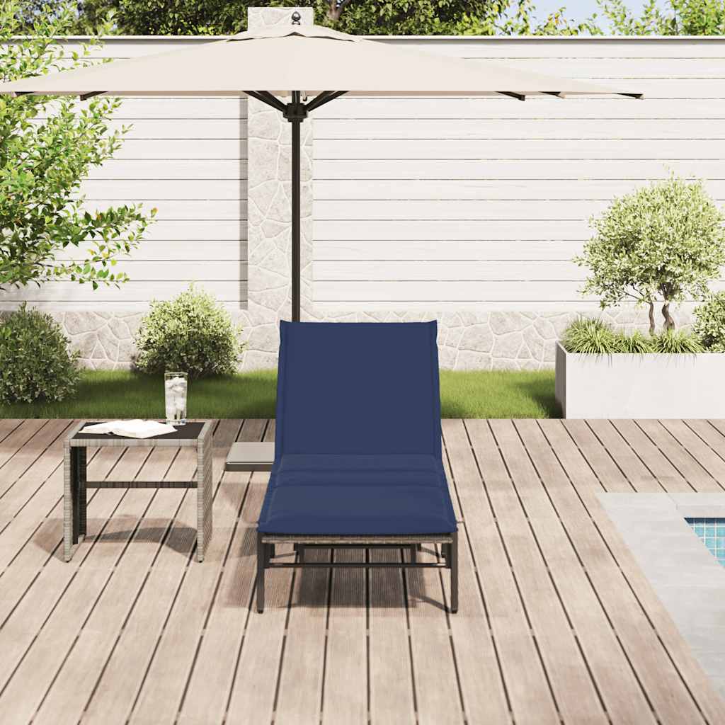 vidaXL Sonnenliege mit Auflage Grau Poly Rattan - Image 3