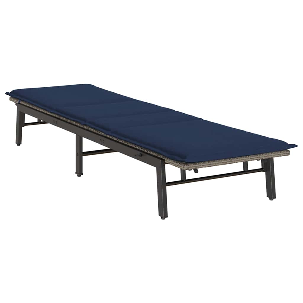 vidaXL Sonnenliege mit Auflage Grau Poly Rattan - Image 4