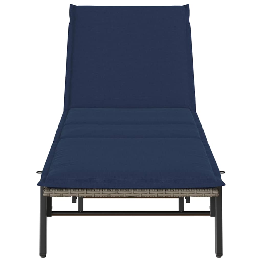 vidaXL Sonnenliege mit Auflage Grau Poly Rattan - Image 6