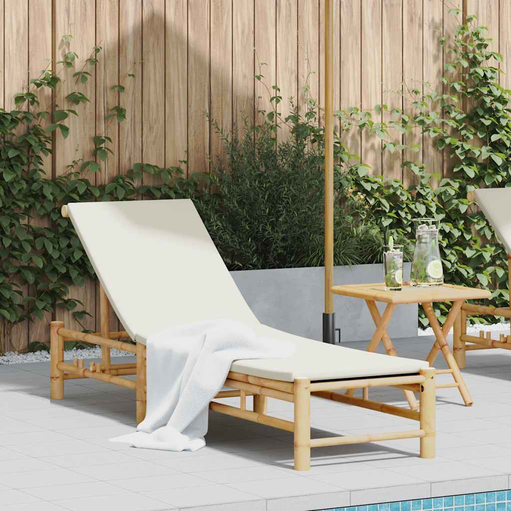 vidaXL Sonnenliege mit Auflage 55x199x30 cm Bambus