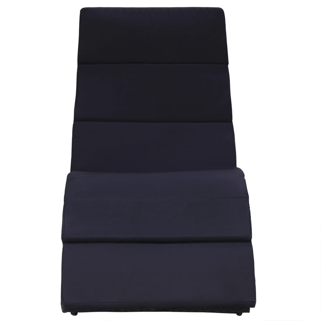 vidaXL Sonnenliege mit Auflage Poly Rattan Schwarz - Image 3