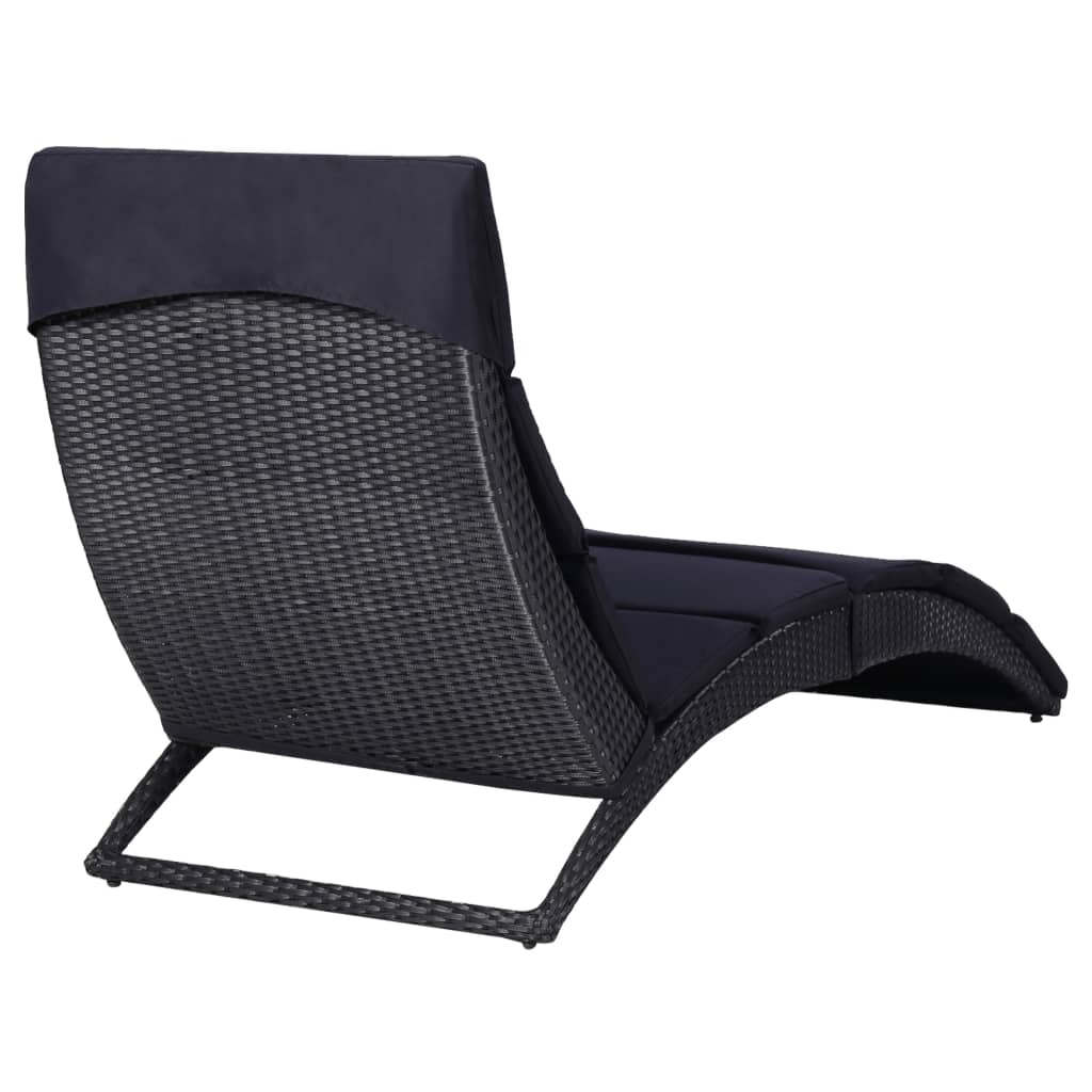 vidaXL Sonnenliege mit Auflage Poly Rattan Schwarz - Image 4