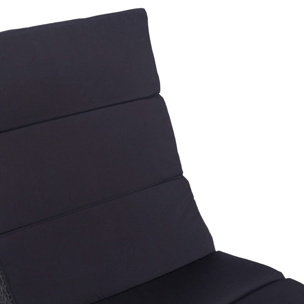 vidaXL Sonnenliege mit Auflage Poly Rattan Schwarz - Image 6