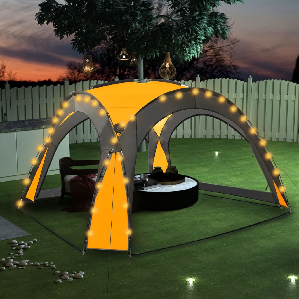 vidaXL Partyzelt mit LED und 4 Seitenwänden 3,6x3,6x2,3 m Gelb