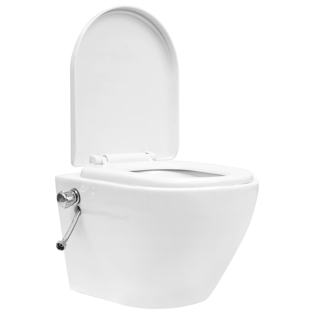 vidaXL Wand-WC ohne Spülrand mit Bidet-Funktion Keramik Weiß - Image 5