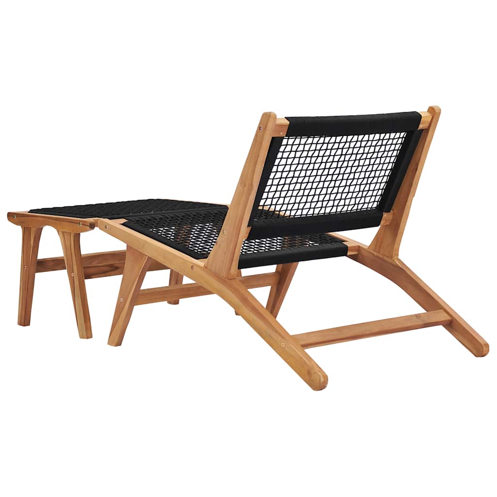 vidaXL Sonnenliege mit Fußablage Massivholz Teak und Seil - Image 3