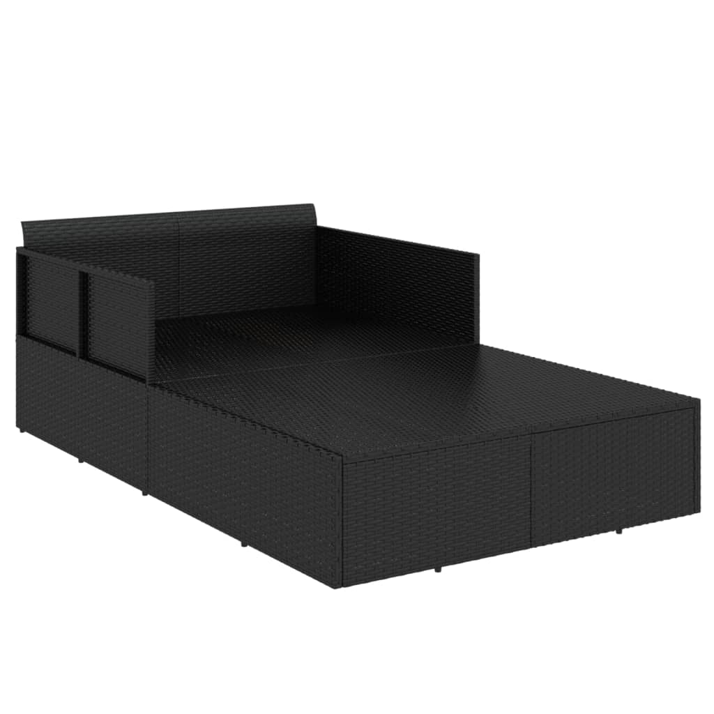 vidaXL Sonnenliege mit Kissen Schwarz 182x118x63 cm Poly Rattan - Image 6