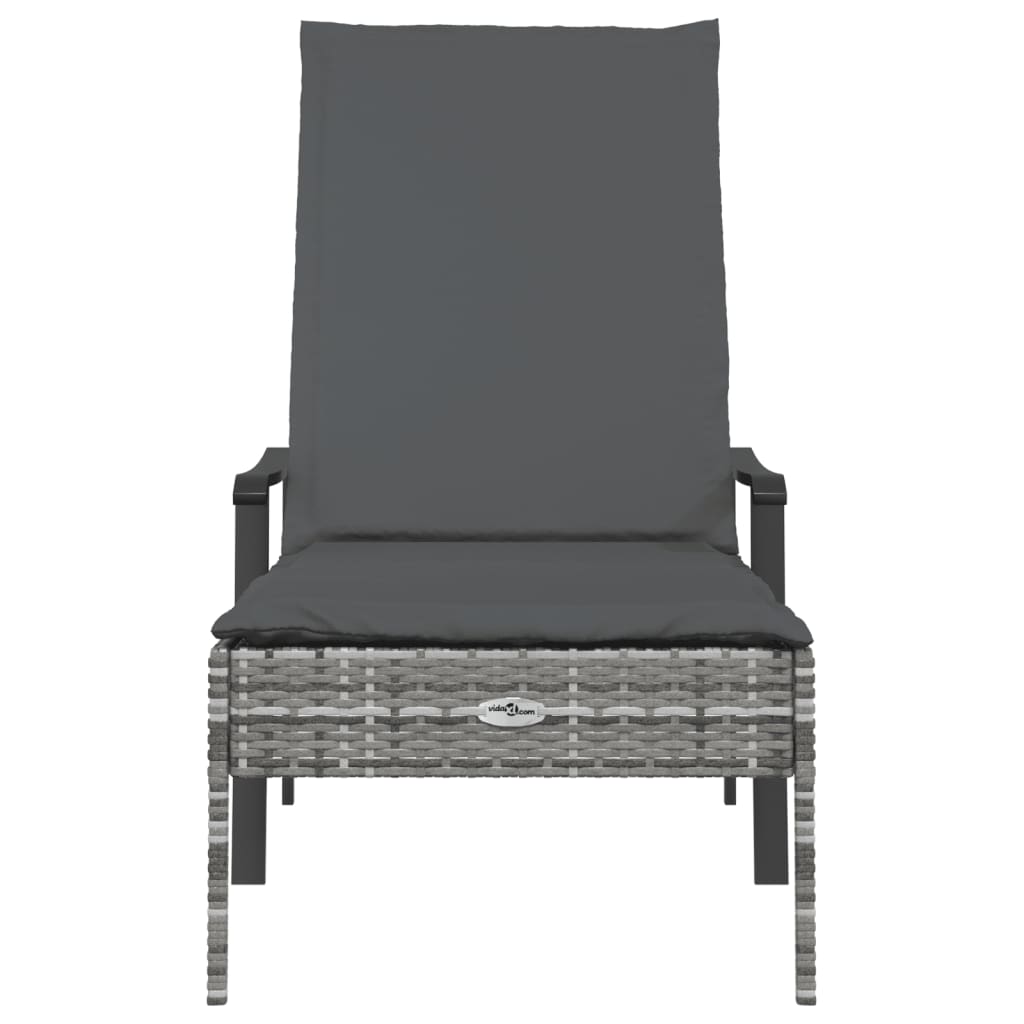 vidaXL Sonnenliege mit Auflage Grau Poly Rattan - Image 3