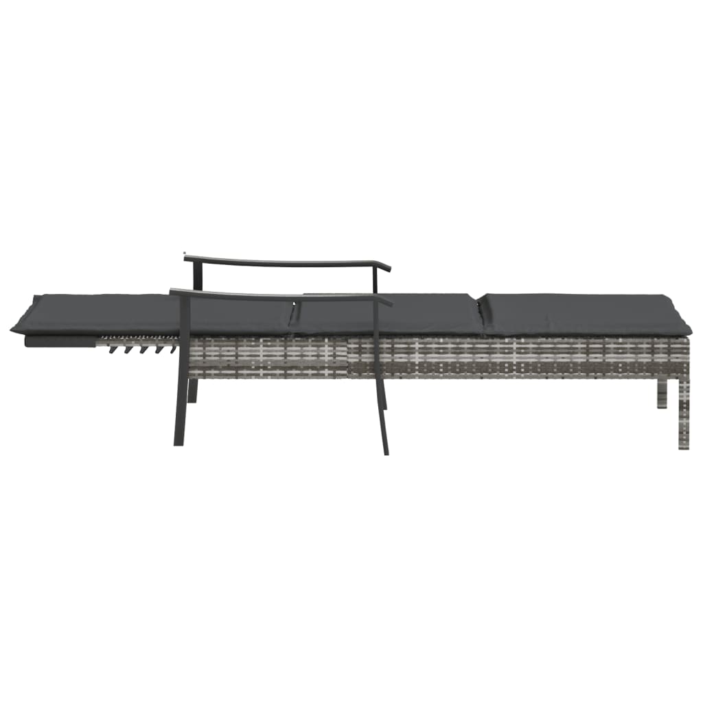 vidaXL Sonnenliege mit Auflage Grau Poly Rattan - Image 5