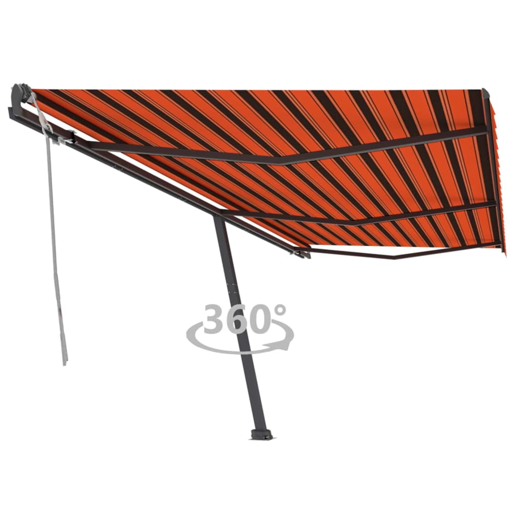 vidaXL Standmarkise Manuell Einziehbar 600x300 cm Orange/Braun