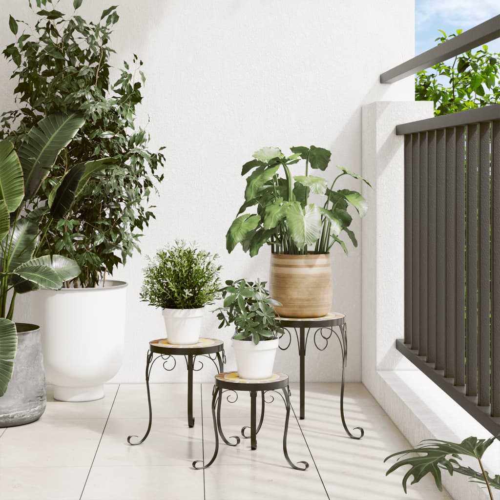 vidaXL Pflanzenständer 3 Stk. Terrakottarot und Weiß Keramik - Image 3