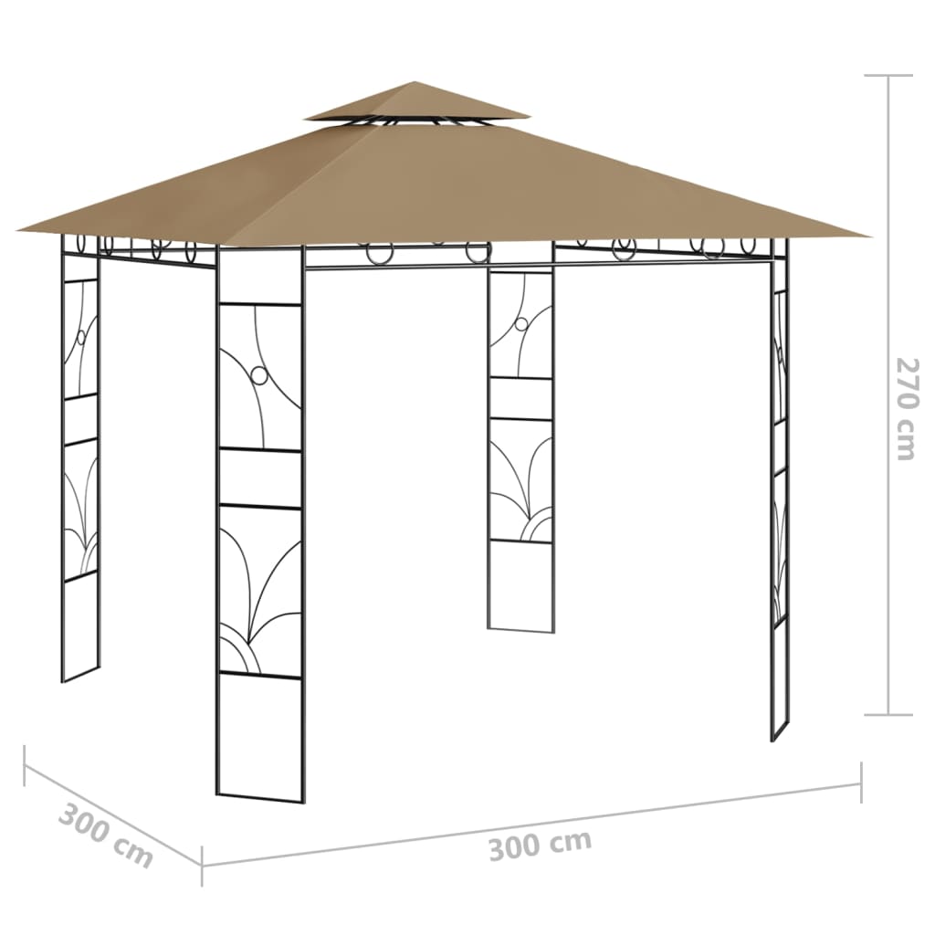 vidaXL Pavillon 3x3x2,7 m Taupe 160 g/m² - Image 5
