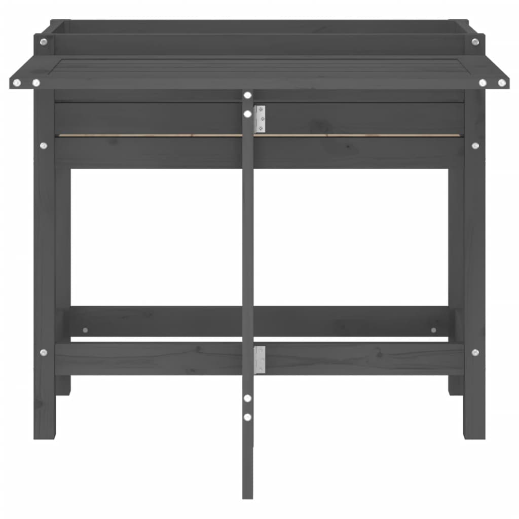 vidaXL Pflanzkasten mit Klappbarer Tischplatte Grau Massivholz Kiefer - Image 4