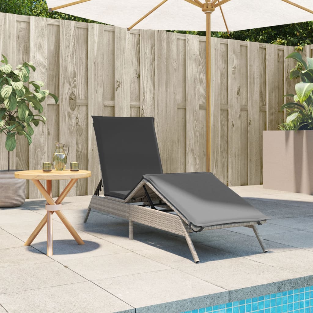 vidaXL Sonnenliege mit Auflage Hellgrau Poly Rattan - Image 3