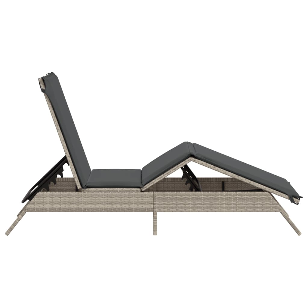 vidaXL Sonnenliege mit Auflage Hellgrau Poly Rattan - Image 5