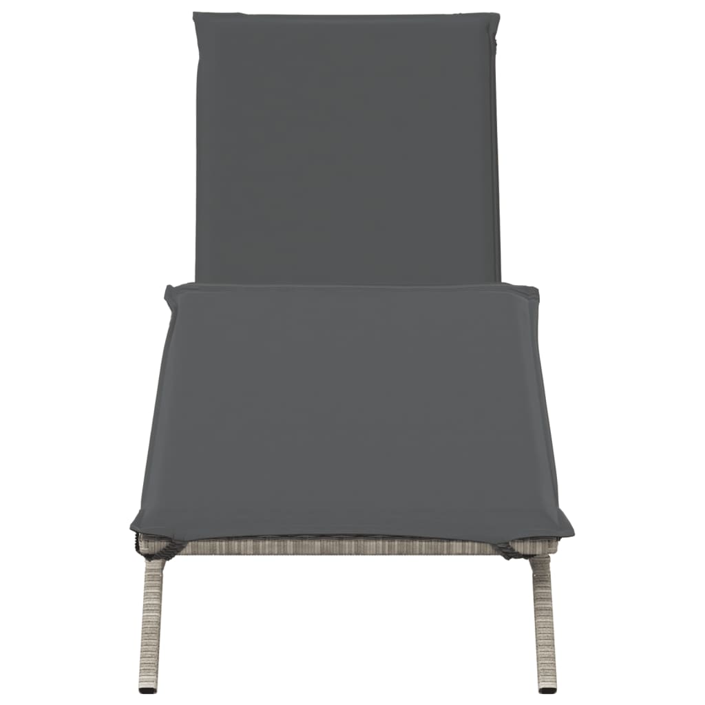 vidaXL Sonnenliege mit Auflage Hellgrau Poly Rattan - Image 4