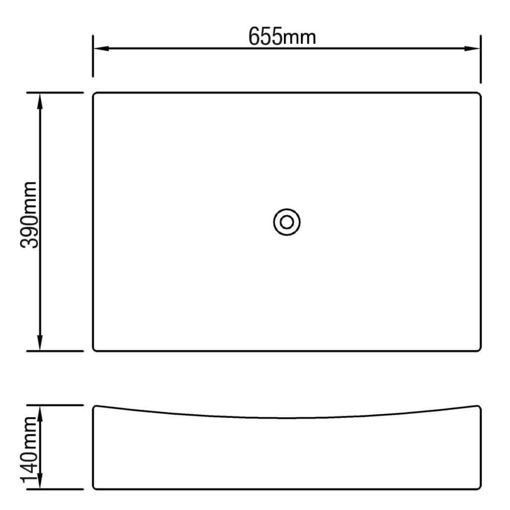 Keramik Porzellan Waschtisch Waschbecken Hochglanz Weiß - Image 5