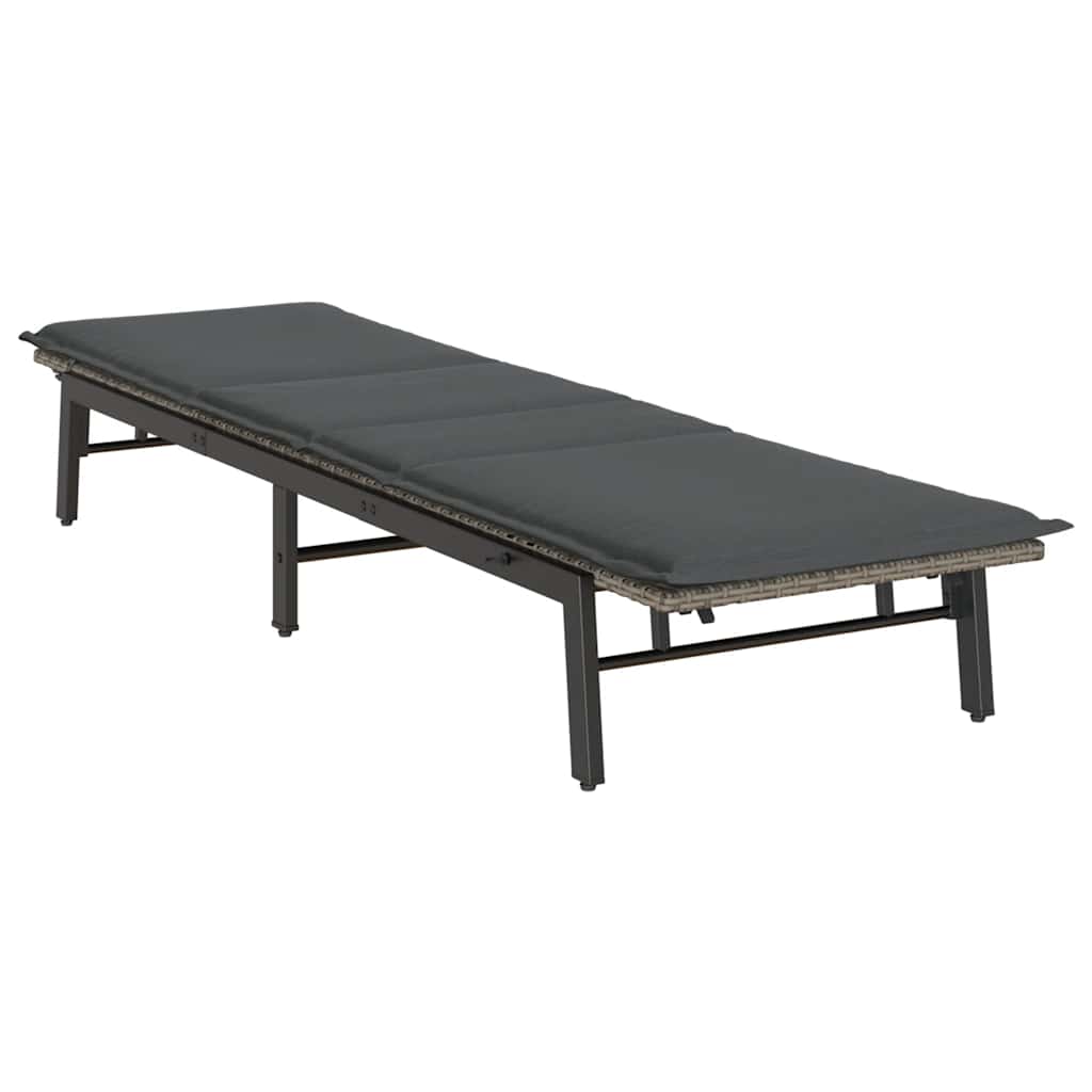 vidaXL Sonnenliege mit Auflage Grau Poly Rattan - Image 4