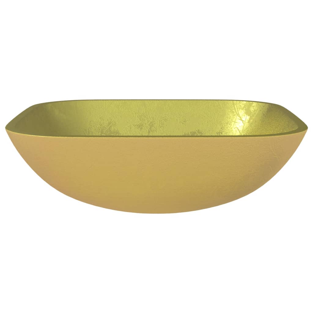 vidaXL Waschbecken Glas 42x42x14 cm Gold - Image 3