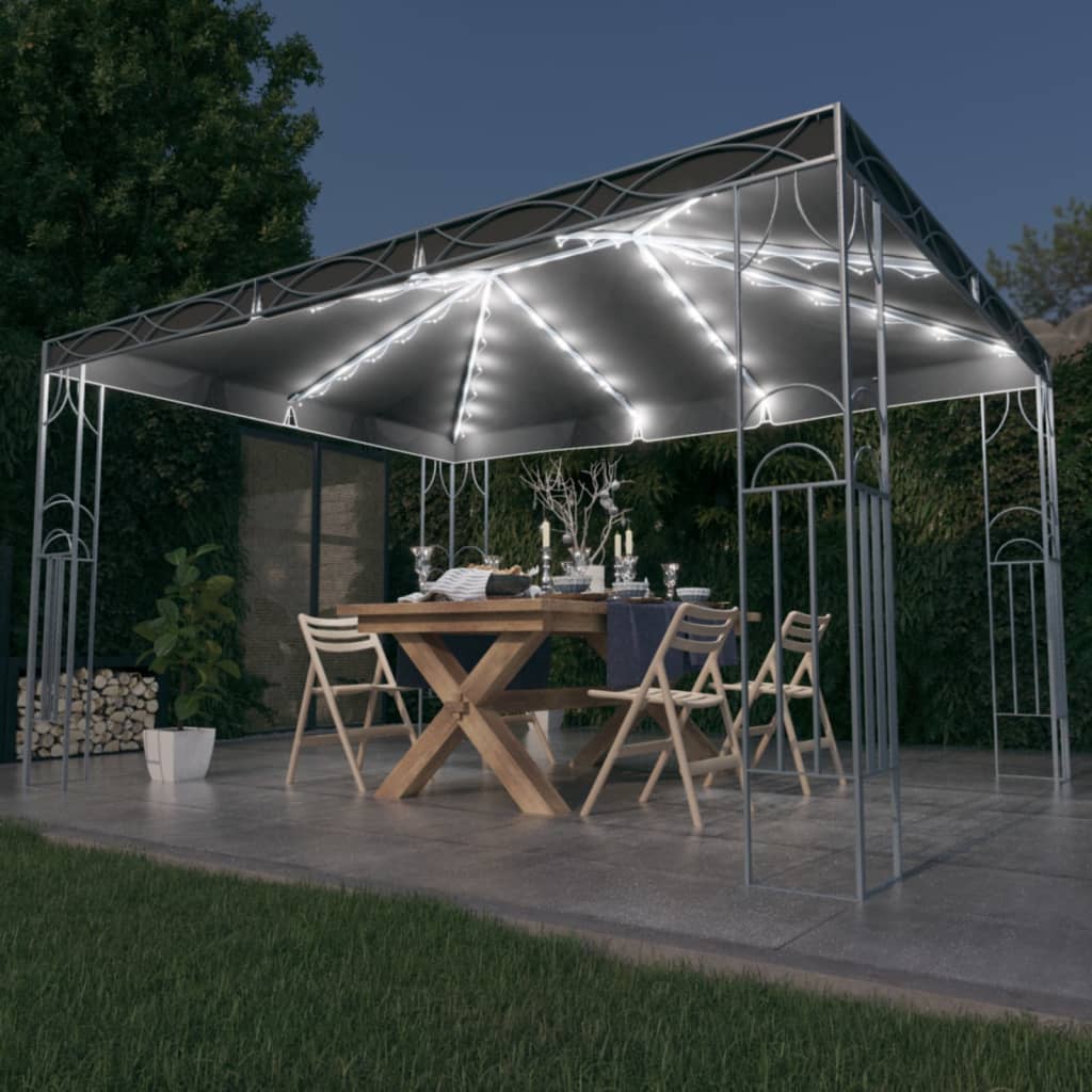 vidaXL Pavillon mit LED-Lichterkette 400x300 cm Anthrazit