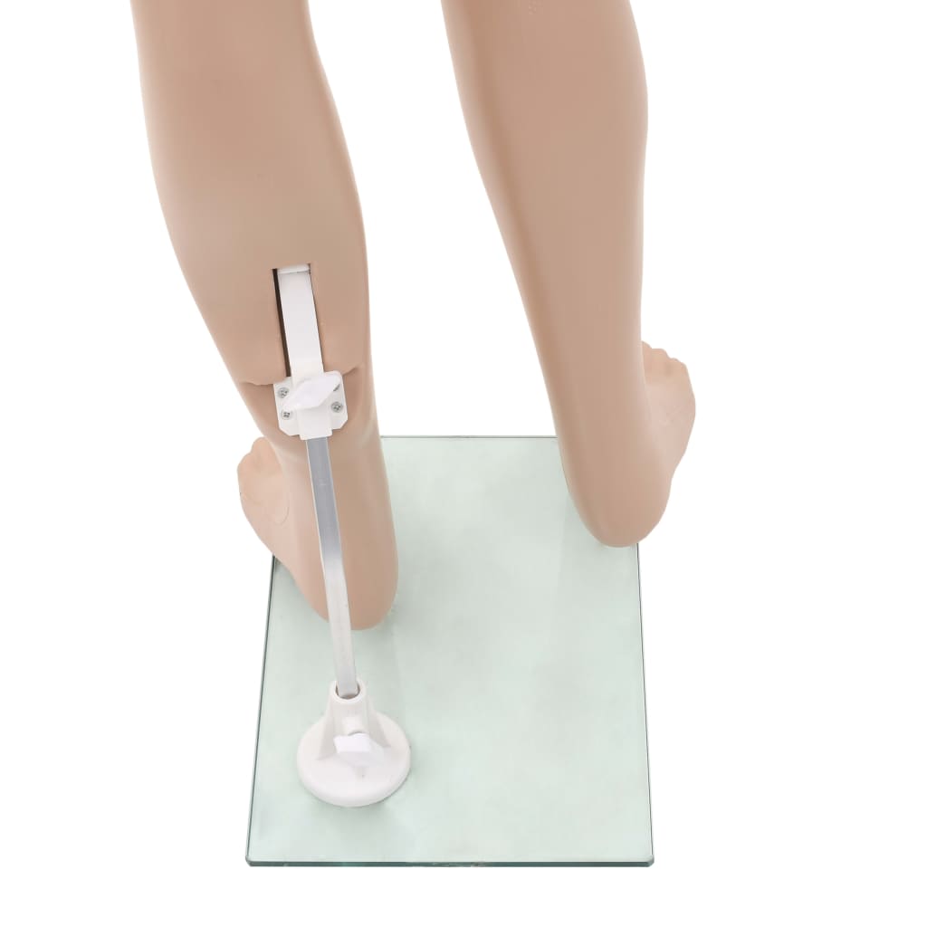 vidaXL Ganzkörper-Schaufensterpuppe Kind mit Glassockel Beige 140 cm - Image 6