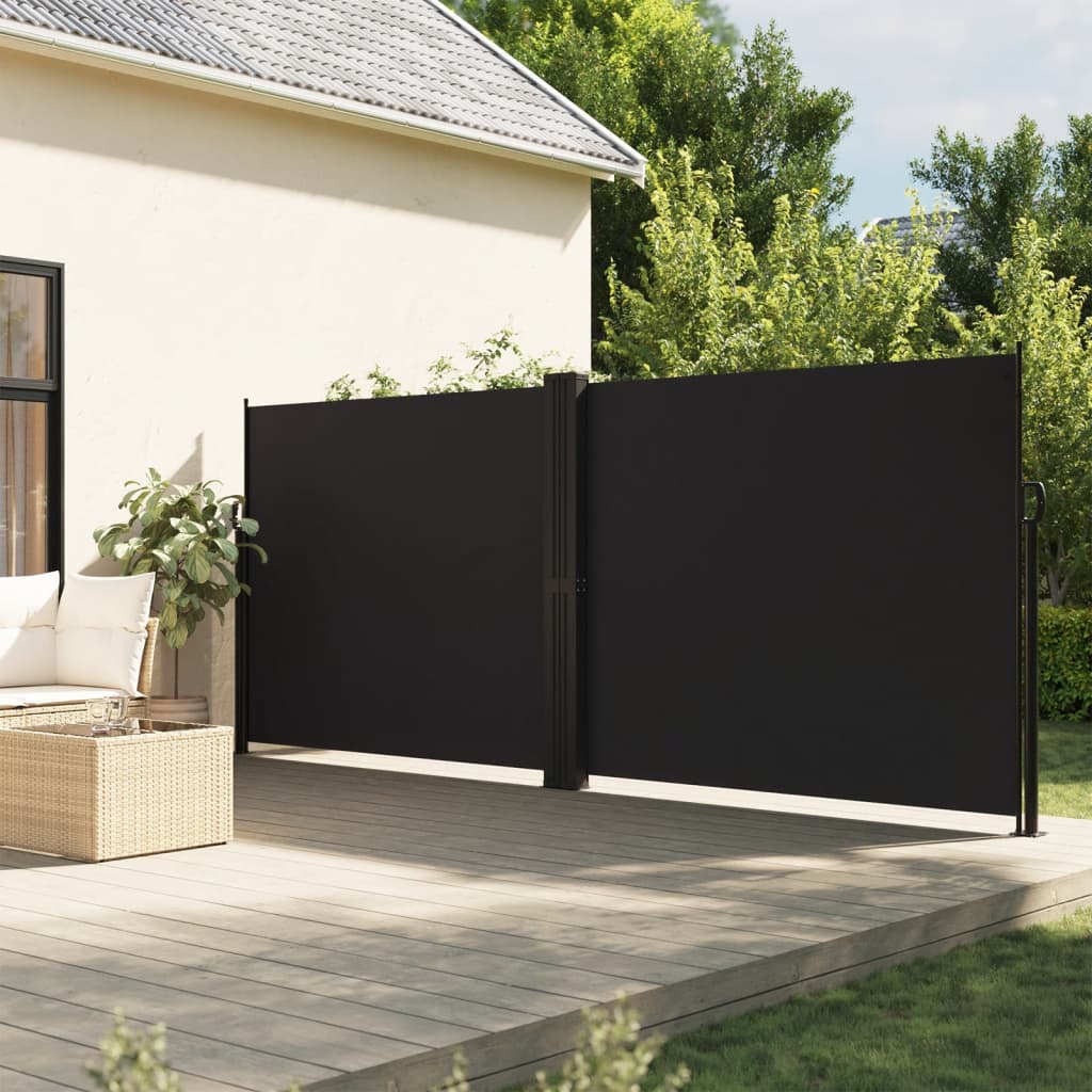 vidaXL Seitenmarkise Ausziehbar Schwarz 160x1200 cm