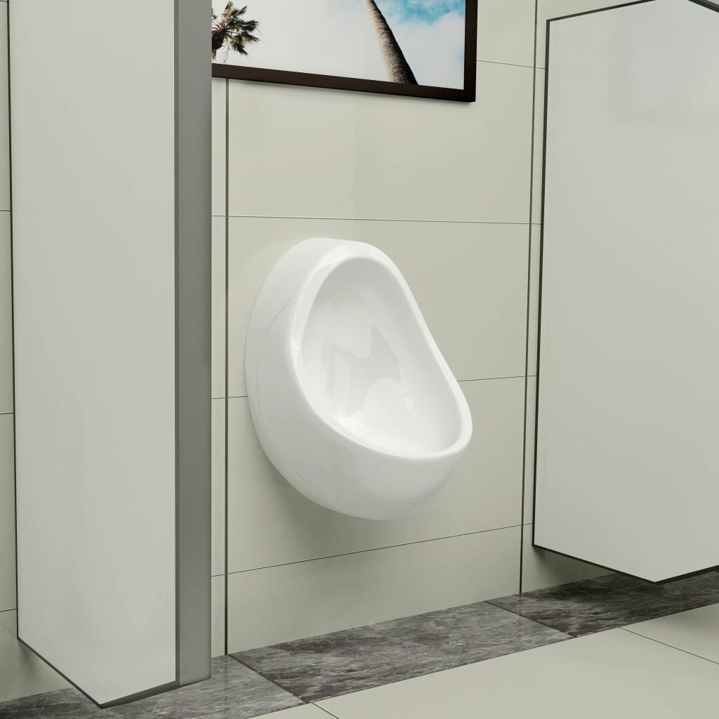 vidaXL Wandurinal mit Spülventil Keramik Weiß - Image 3
