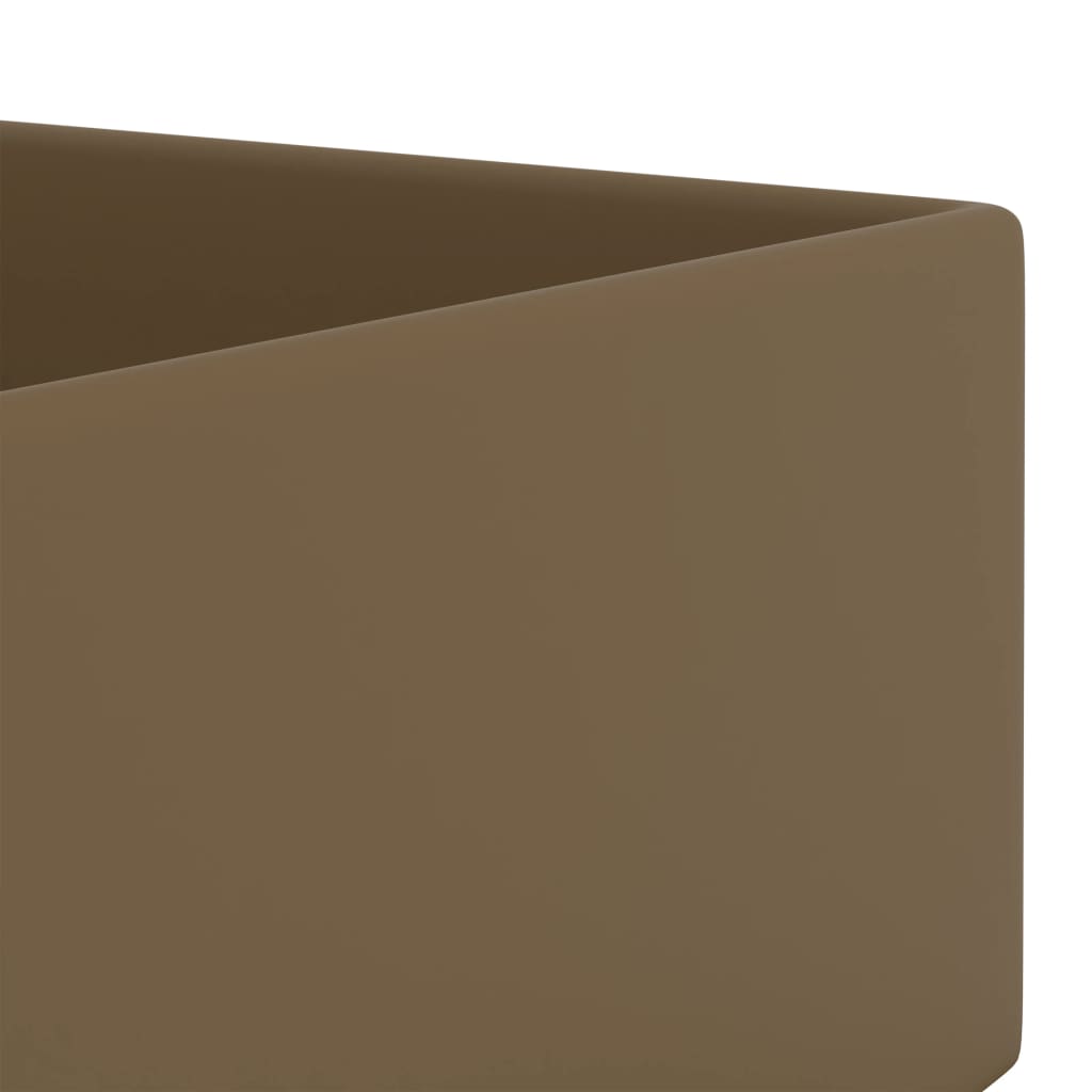 vidaXL Badezimmer-Waschbecken mit Überlauf Keramik Matt Creme - Image 6
