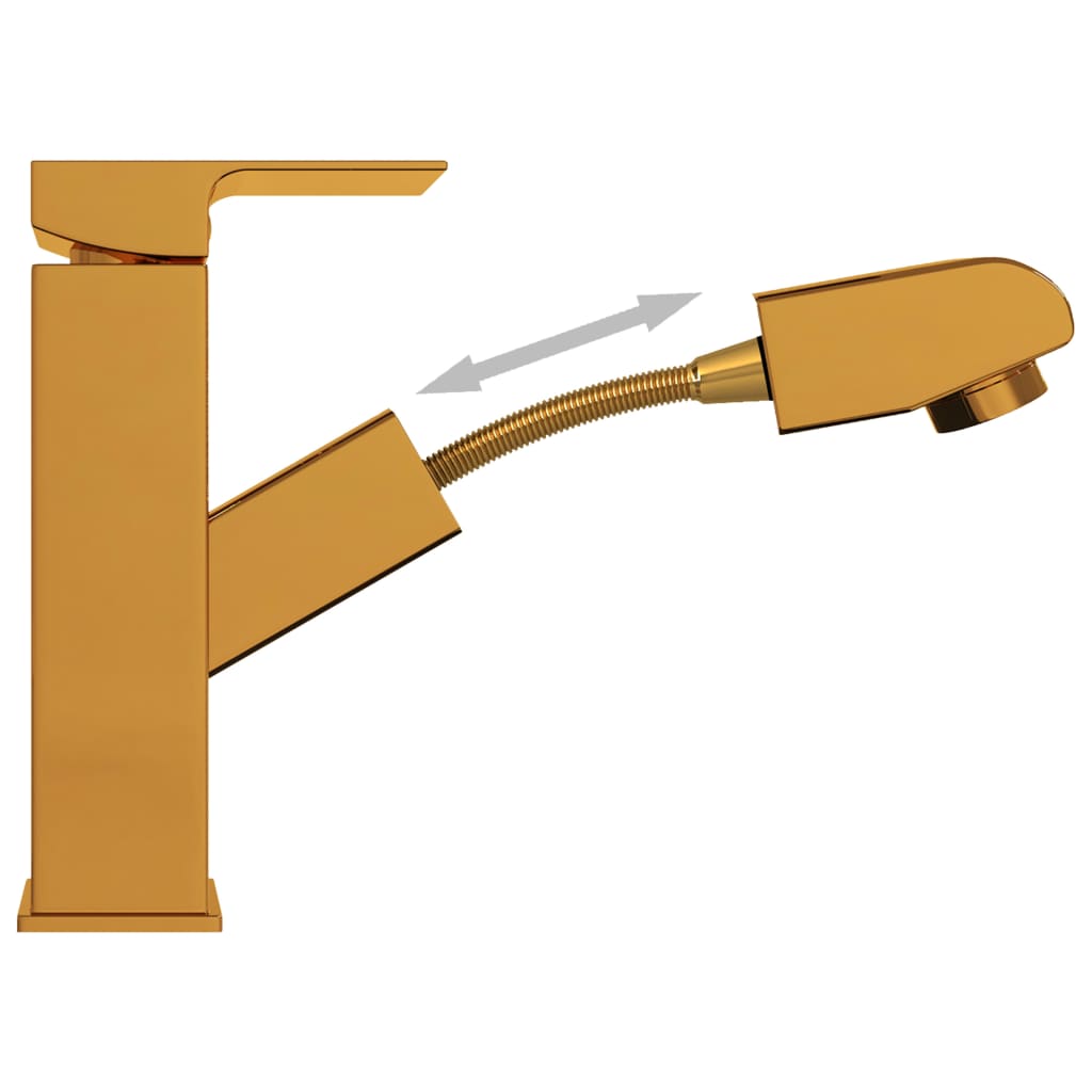 vidaXL Waschbeckenarmatur mit Herausziehbarer Brause Golden 157x172 mm - Image 5