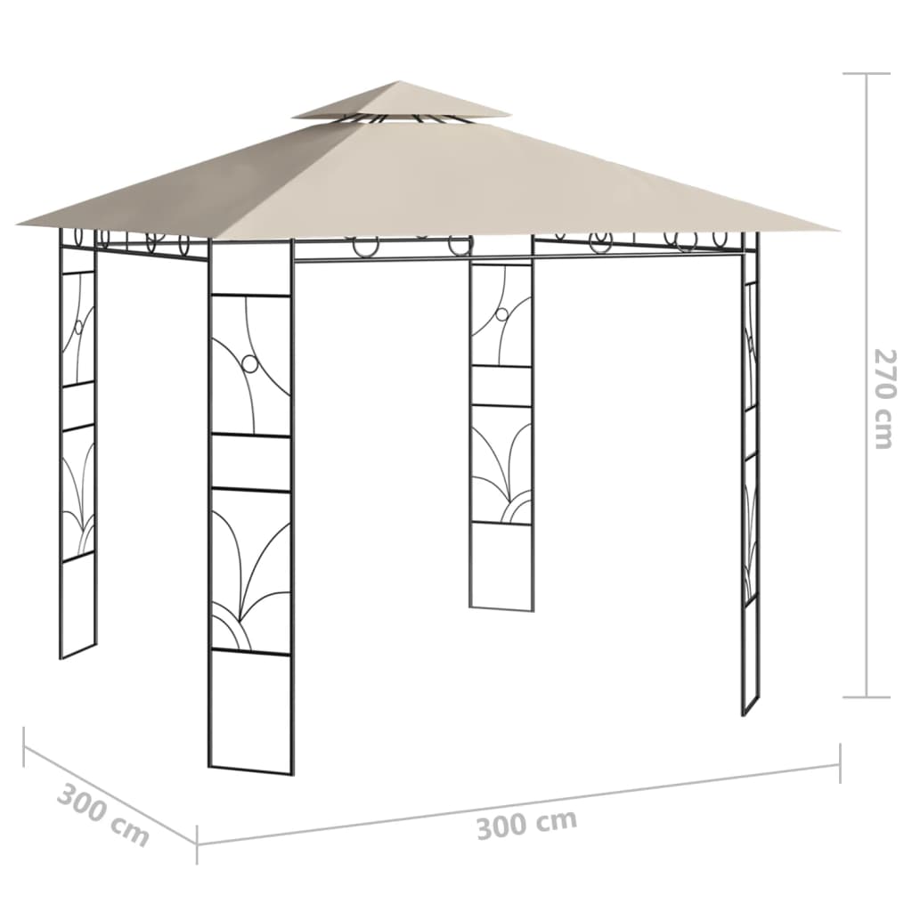 vidaXL Pavillon 3x3x2,7 m Creme 160 g/m² - Image 5