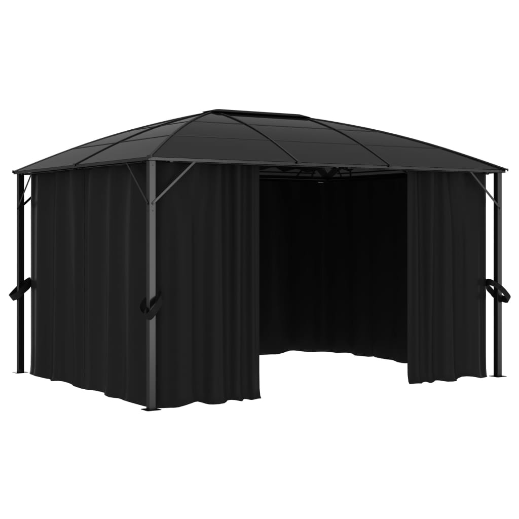 vidaXL Pavillon mit Vorhängen 400 x 300 x 265 cm Anthrazit - Image 4
