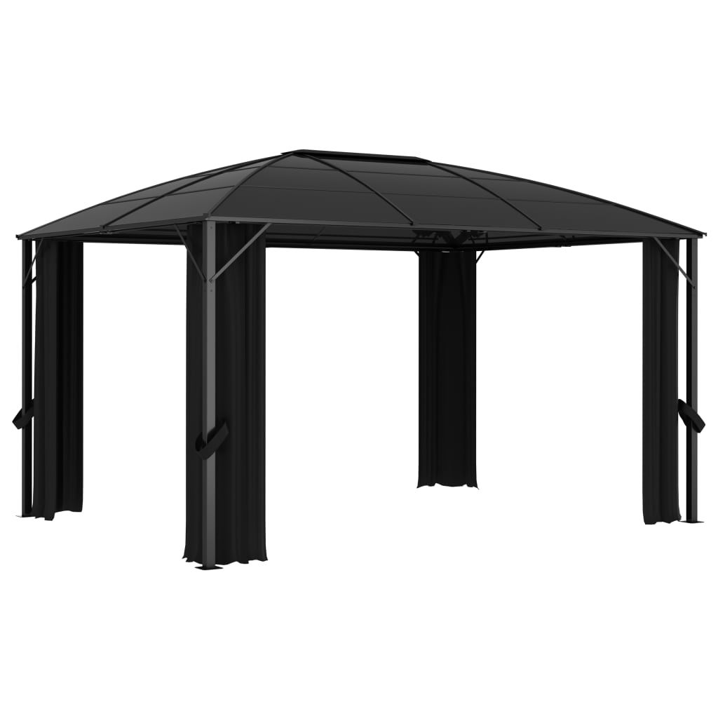 vidaXL Pavillon mit Vorhängen 400 x 300 x 265 cm Anthrazit - Image 6